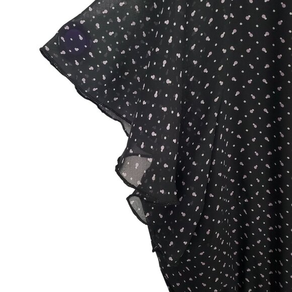 Lane Bryant 26 28 Dress Chiffon Polka Dot Maxi Flutter Sleeve Smocked Waist Lace - Picture 13 of 14